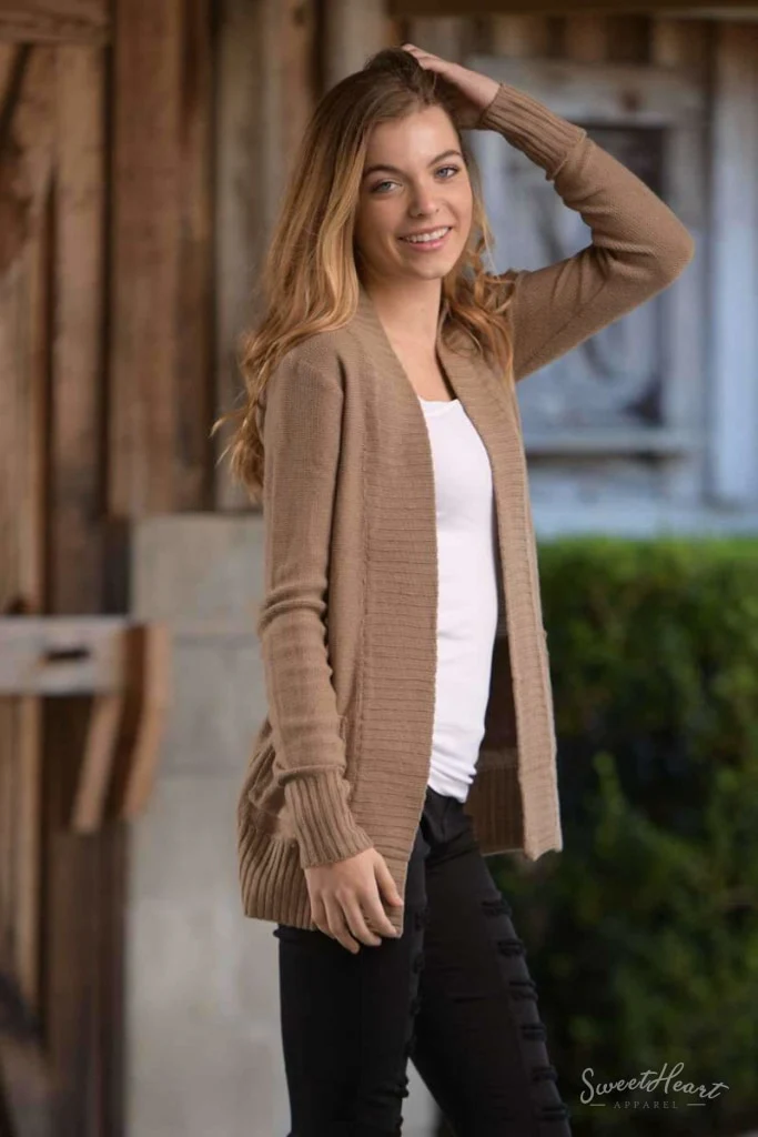 All Eyes On You - Khaki Knit Cardigan Sweater - Image 4