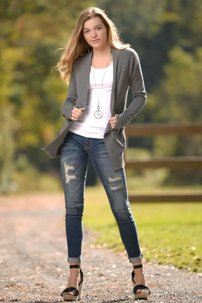 Changing Seasons Cardigan Sweater - Charcoal - Image 4