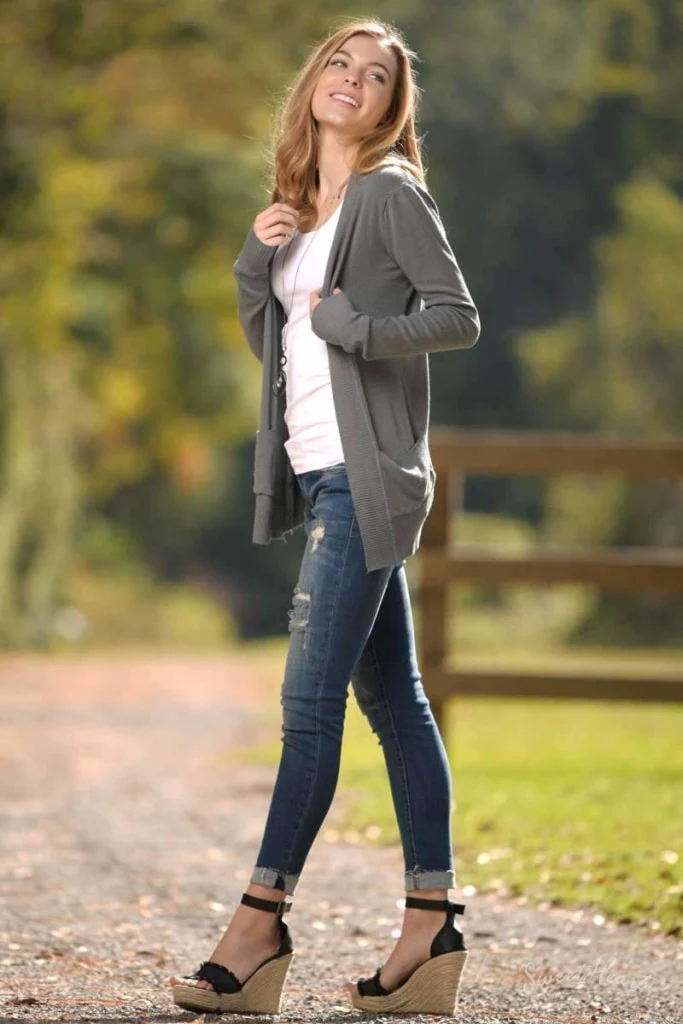 Changing Seasons Cardigan Sweater - Charcoal - Image 5