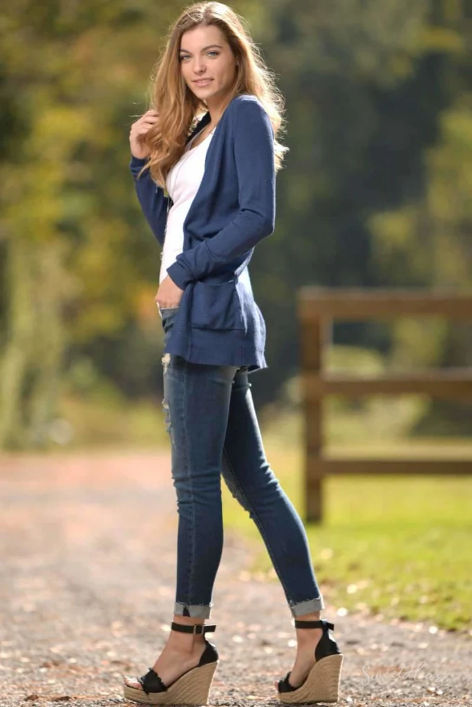 Changing Seasons Cardigan Sweater - Navy - Image 5