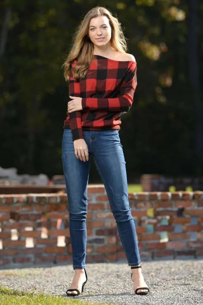 Comfort To Touch Plaid Sweater - Red - Image 3