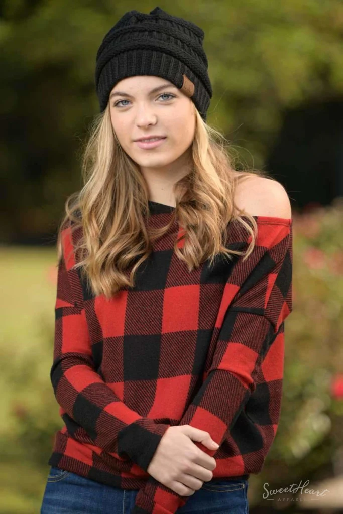 Comfort To Touch Plaid Sweater - Red - Image 6