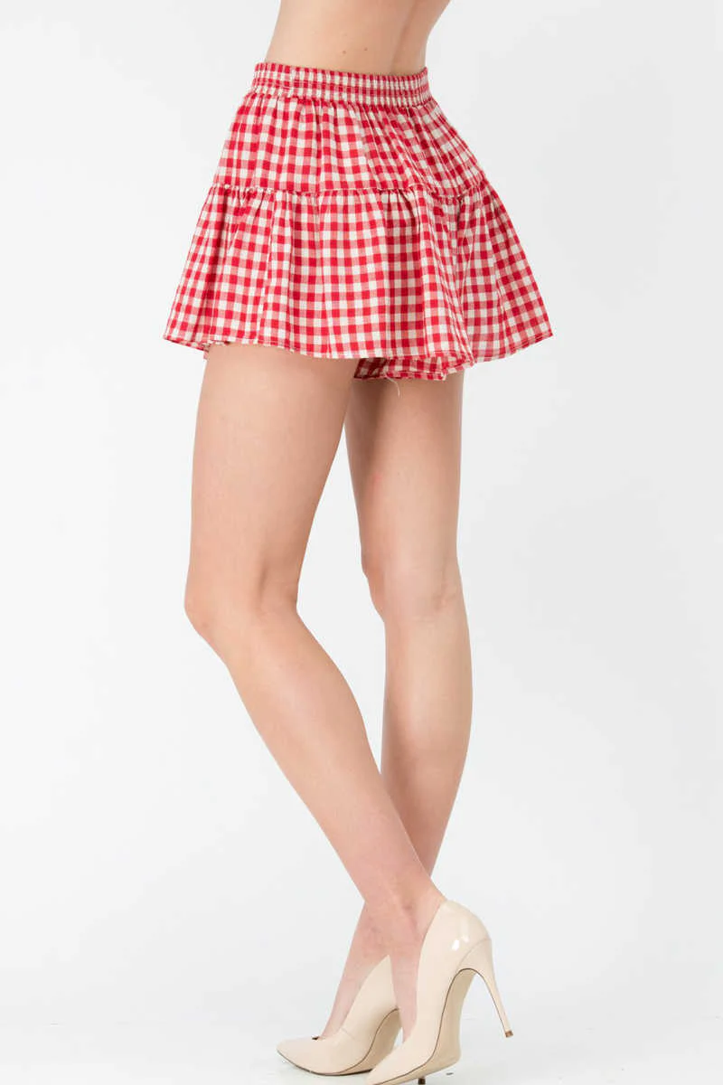 Country Confident - Gingham Skort Red - Image 4