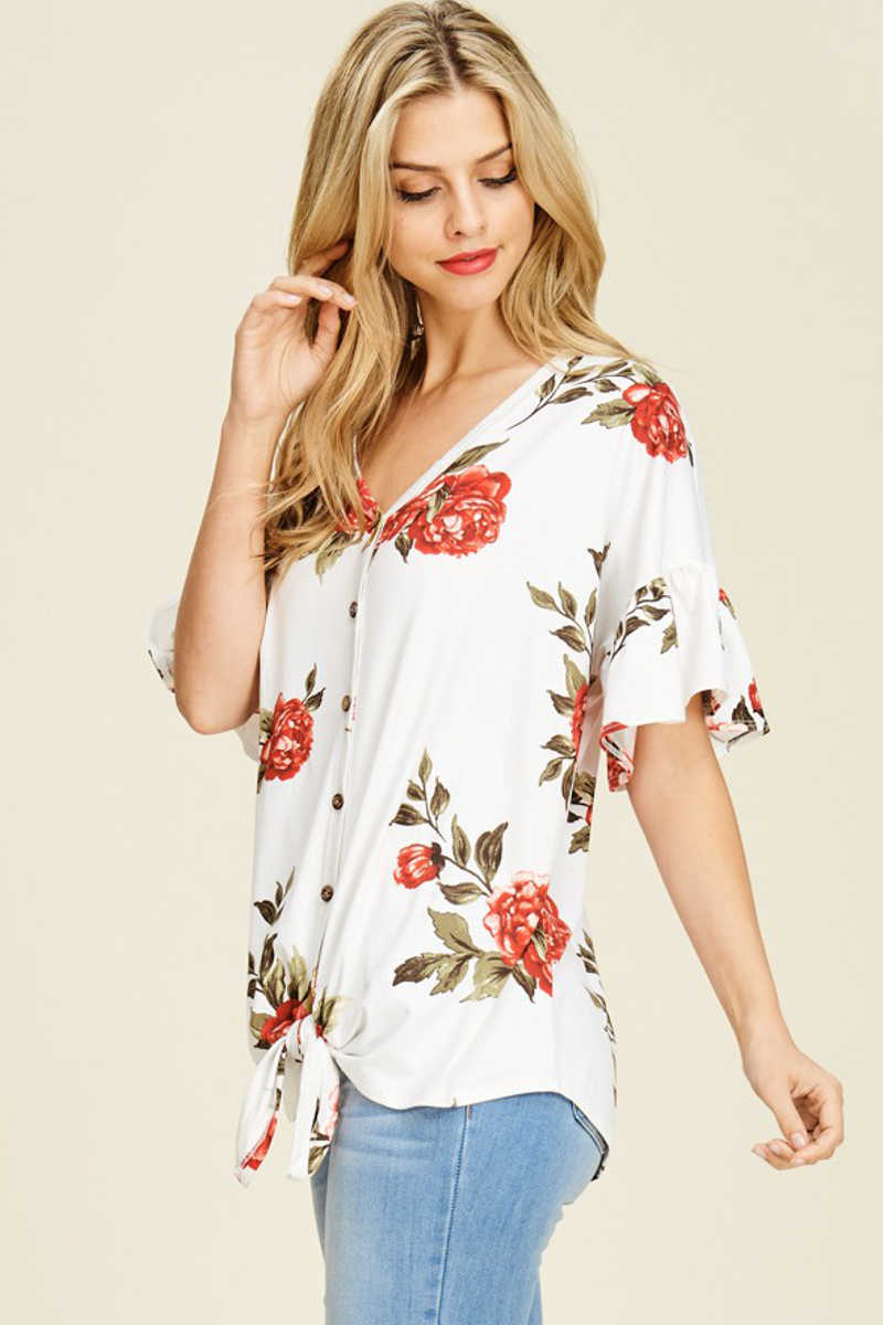 Easy Attitude - Floral Top Ivory - Image 3