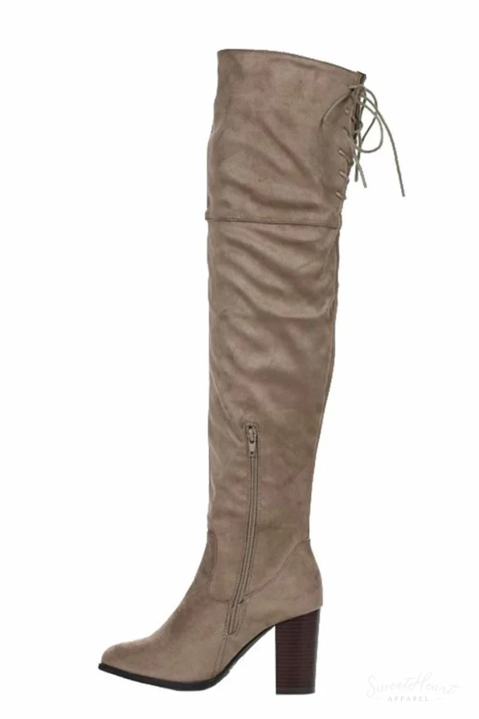 Gorgeous To Boot - Taupe Over the Knee Boots - Image 4