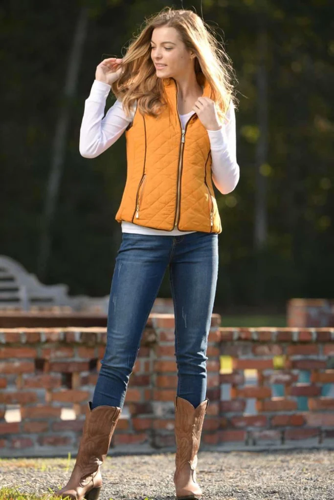 Hold Me Tight - Quilted Vest in Dark Mustard - Image 3