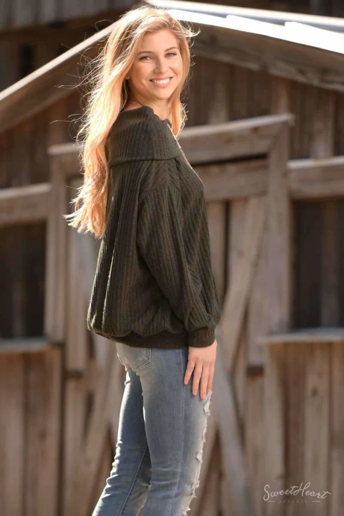 No Limits - Ribbed Sweater Olive - Image 3