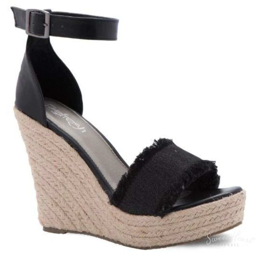 Shoe Me Luv! - Frayed Black Wedges - Image 3