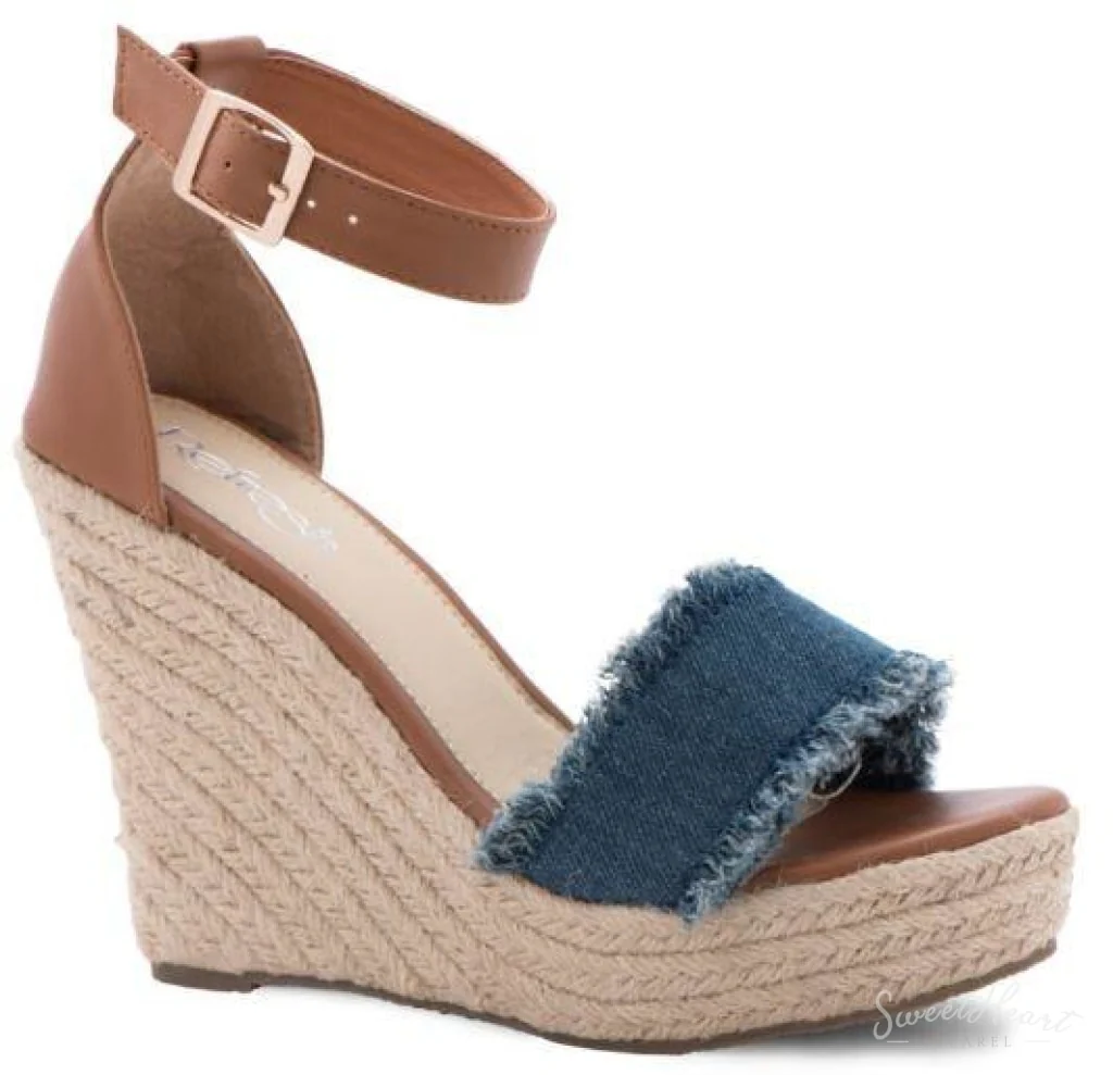 Shoe Me Luv! - Frayed Denim Wedges - Image 3