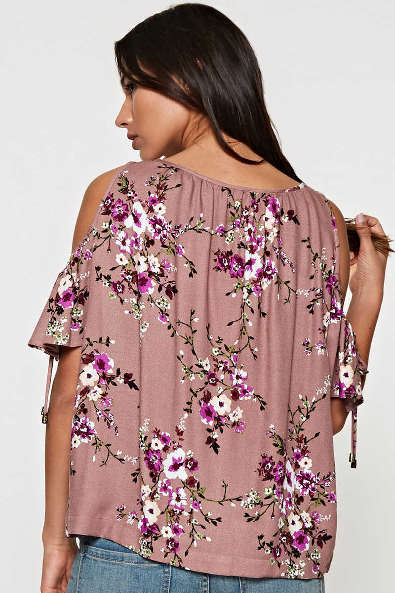 Sweet as Chic - Floral Cold Shoulder Top Lavender - Image 3