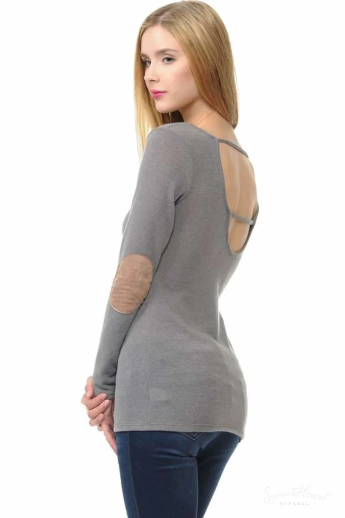 Wear We Meet - Solid Elbow Patch Top in Sage - Image 5